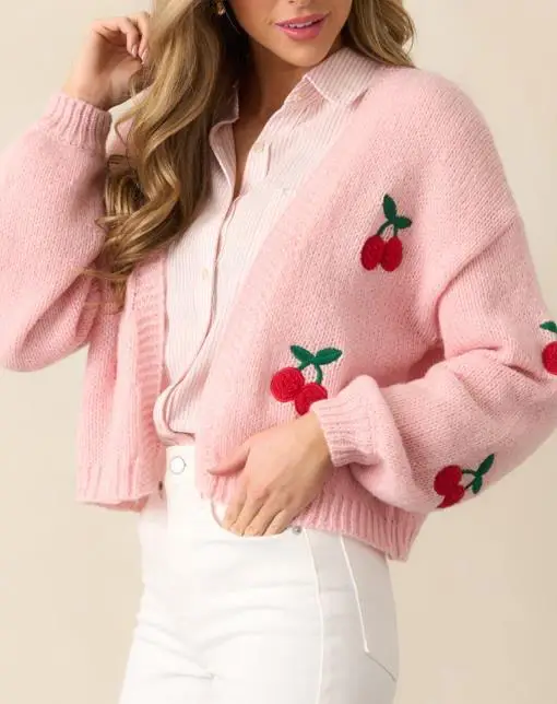 

Autumn and Winter Women's Elegant Solid Color Hook Flower Hollow Long Sleeved Single Breasted Sweater Cardigan