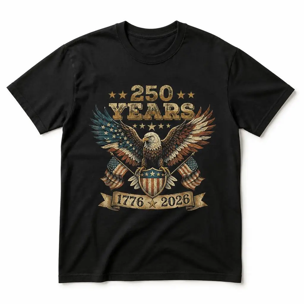 250th Anniversary 4th of July America USA 250 Years Birthday T Shirts Tees Short Sleeve Round Collar T-Shirt Pure Cotton Tops