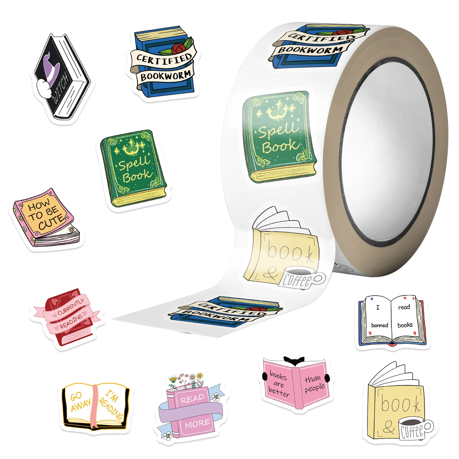 Rouleau d'autocollants anglais pour livre de lecture, 500 pièces/rouleau, pour ordinateur portable, vélo, guitare, Skateboard, Graffiti imperméable pour enfants, DIY bricolage