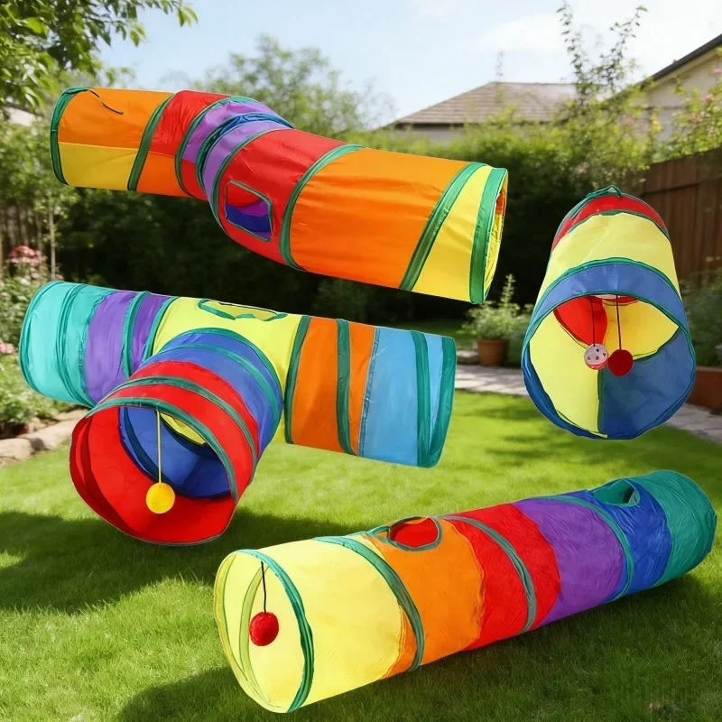 Tunnel de jeu interactif pliable pour animaux de compagnie, pour chiots, chatons, lapins, accessoires de jeu d'intérieur pour petits animaux