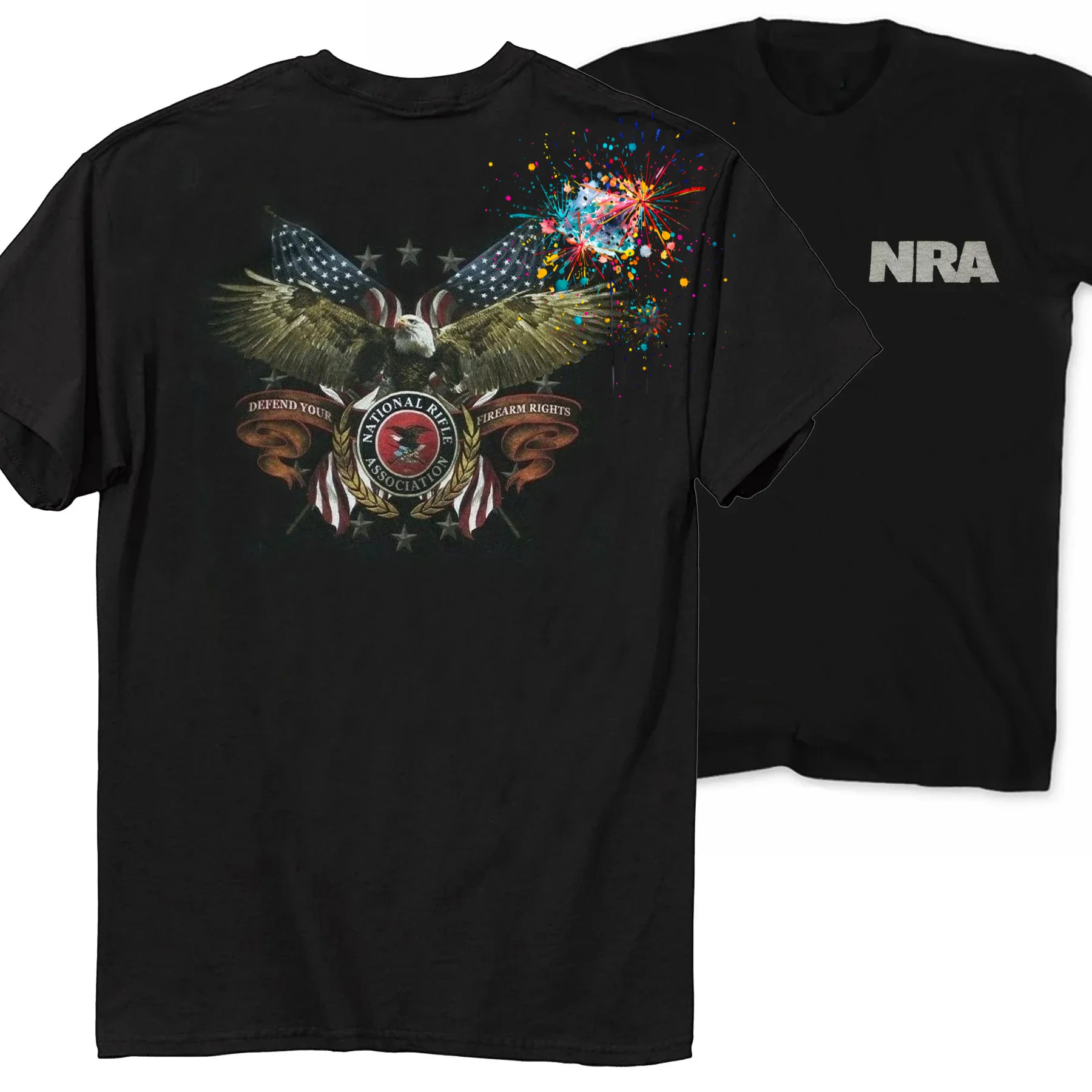 

America Flag Bald Eagle Badge Gun Owner Gift T-Shirt 100% Cotton O-Neck Summer Short Sleeve Casual Mens T-shirt Size S-3XL