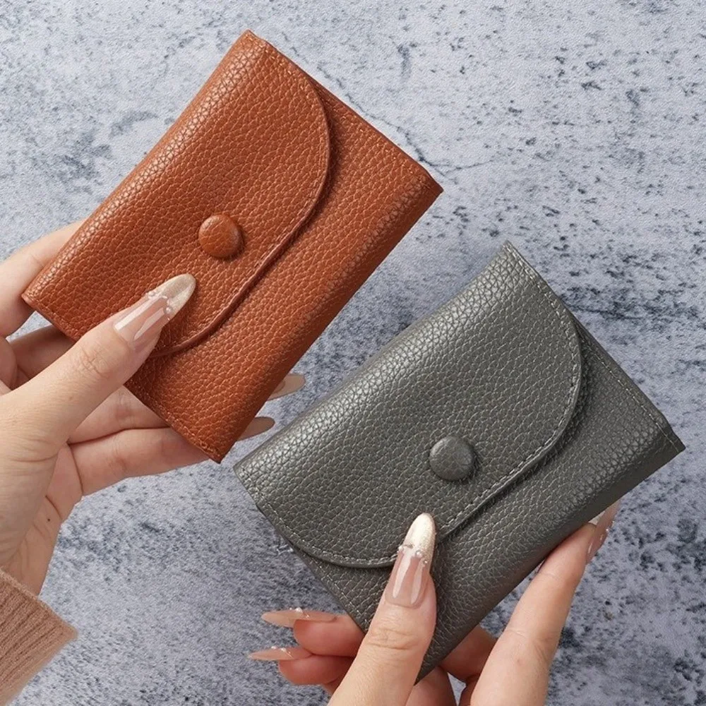 Fashion PU Leather Short Wallet Mini Solid Color Coin Purse Zipper Card Holder Ladies