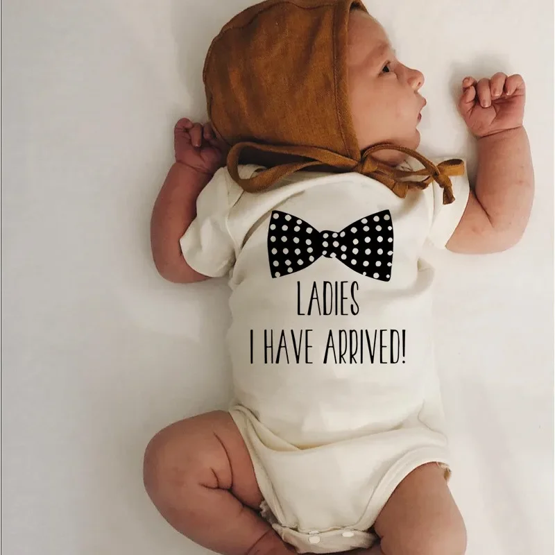 Ladies I Have Arrived Print Funny Newborn Baby Romper Summer Infant Clothes Boy Girl Short Sleeve Toddler Jumpsuits