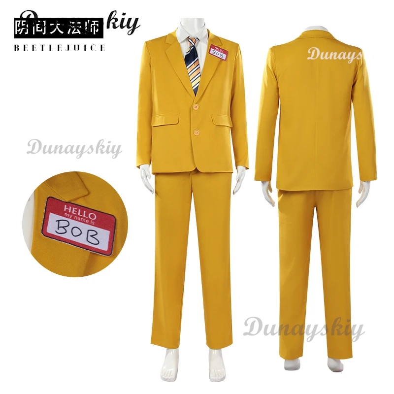 Anime Beetle Bob Fantasia de Cosplay, Uniforme Amarelo Longo, Casaco, Top, Calças, Completo para Homens Adultos, Meninos, Halloween, Roupa de Máscara