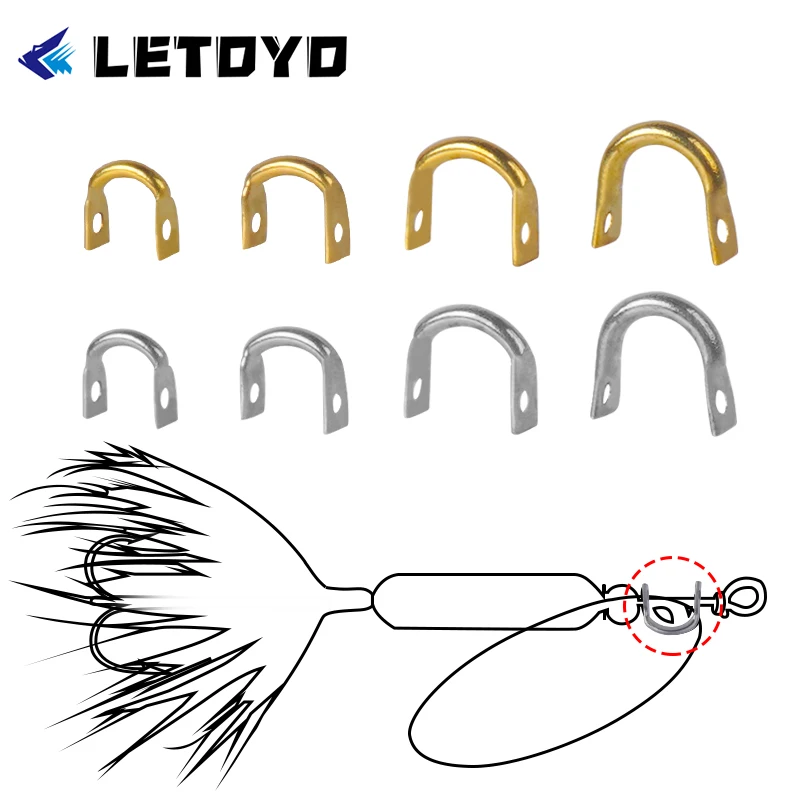 LETOYO 100pcs Folded Clevises U-Shaped for spoon fishing lure Fishing Spinner Metal Spinner Clevis Stainless Steel Spinnerbait