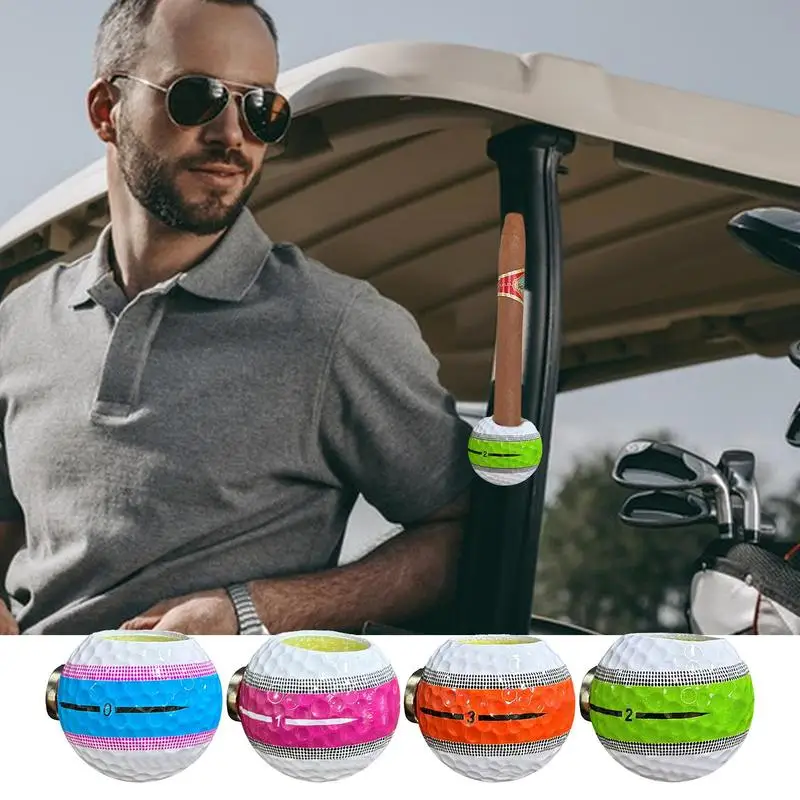 Golf Ball Appearance Cigar Holder With Magnet Can Be Adsorbed On The Cart Or Railing Cigar Stand For Golfer