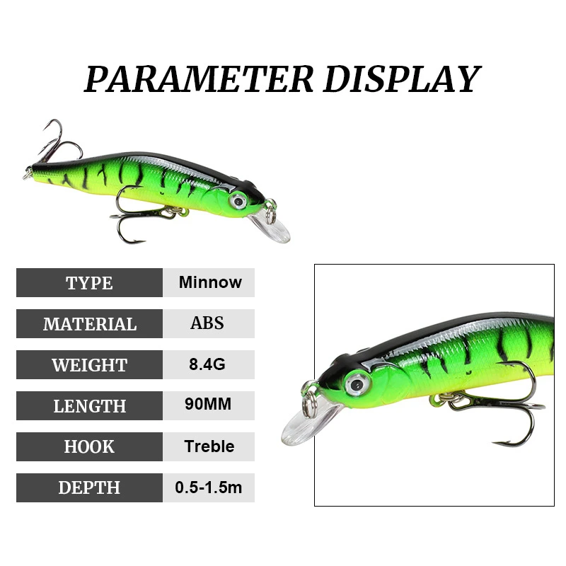 1pcs Sinking Minnow Fishing Lure Wobblers Hard Artificial Bait 3D Eyes 8cm 8.5g High Quality Crankbait Plastic Baits Fish Pesca
