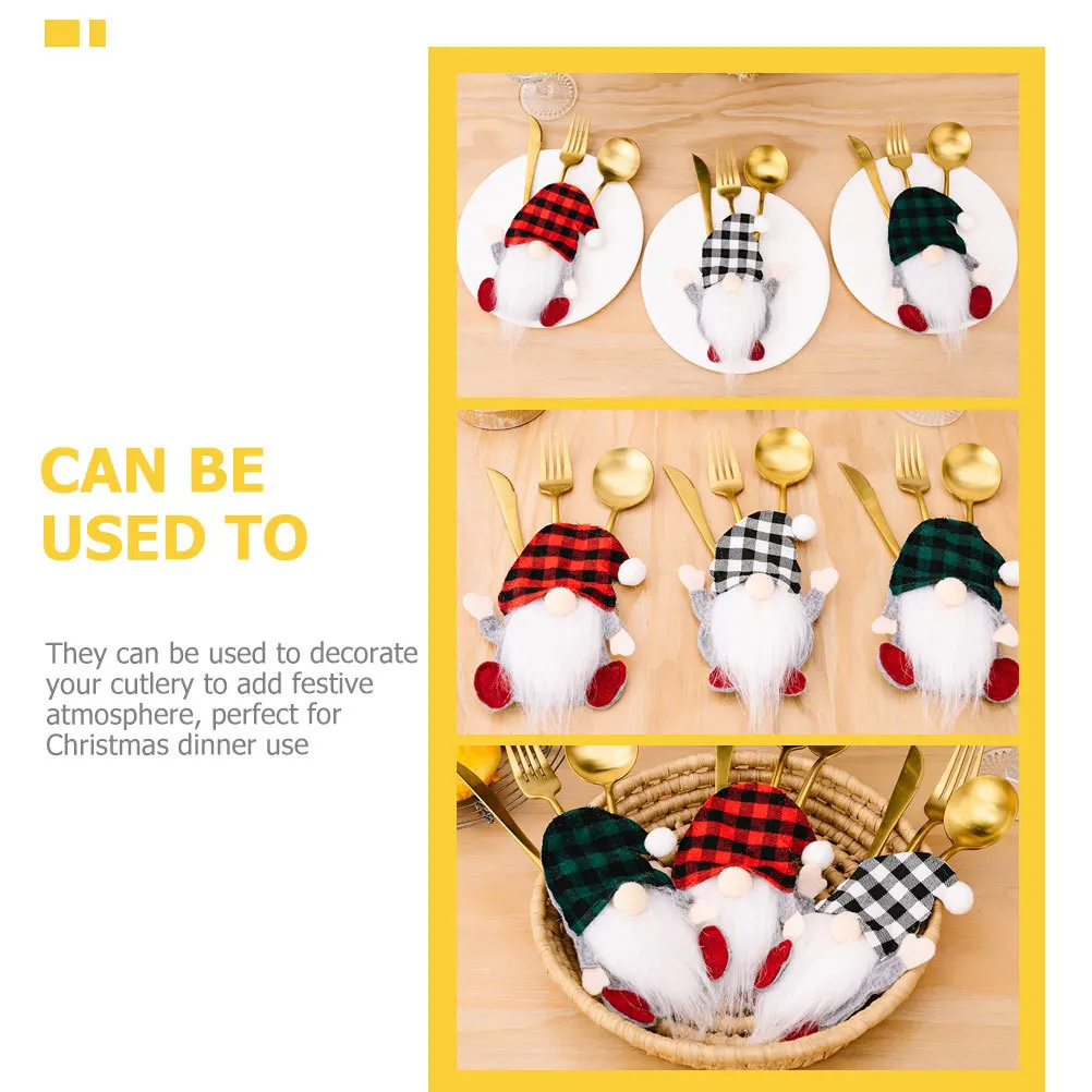 

3 Pcs Cutlery Set Protective Covers Serving Utensils Rack Holders Festival Desktop Cloth Elder