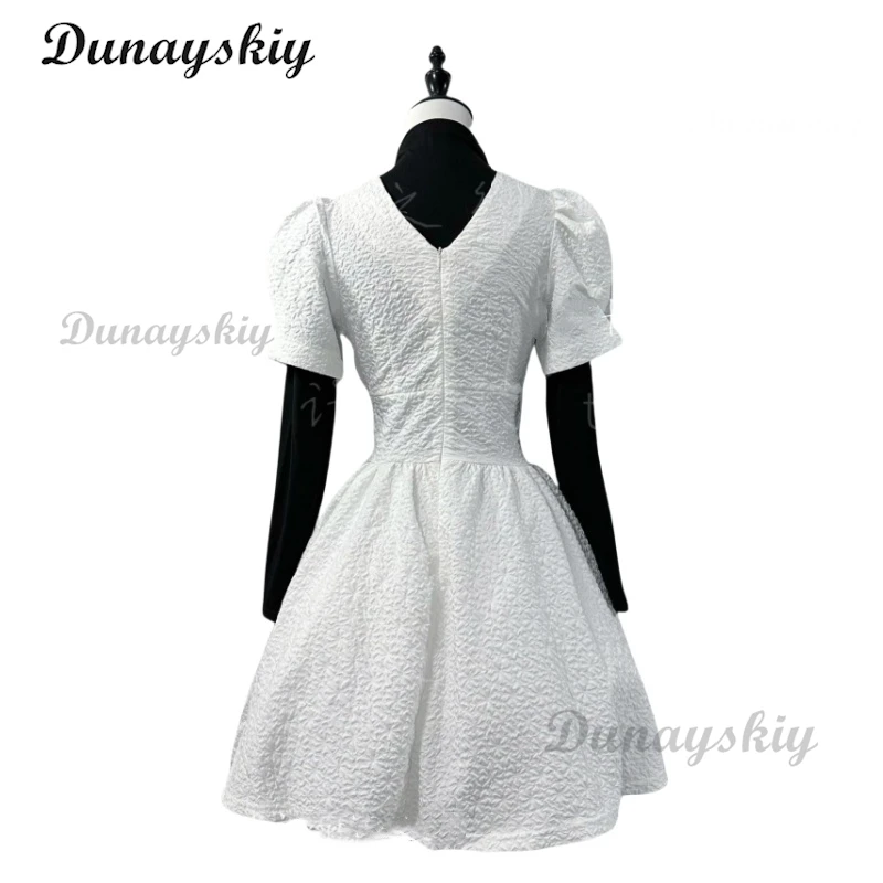 Komatsu Nana Anime Cosplay Costume Wig Set for Women White Puffed Sleeve Waist Dress Halloween Outfit with Uniform Details view 4