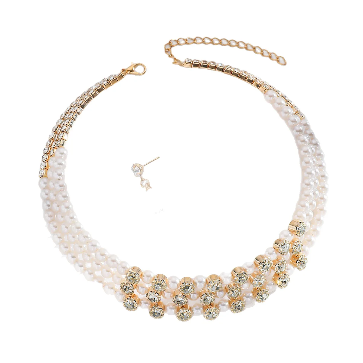 فاخر كامل الماس هندسية الزركون طوق سوار أقراط عصرية رائعة بسيطة حزمة قلادة