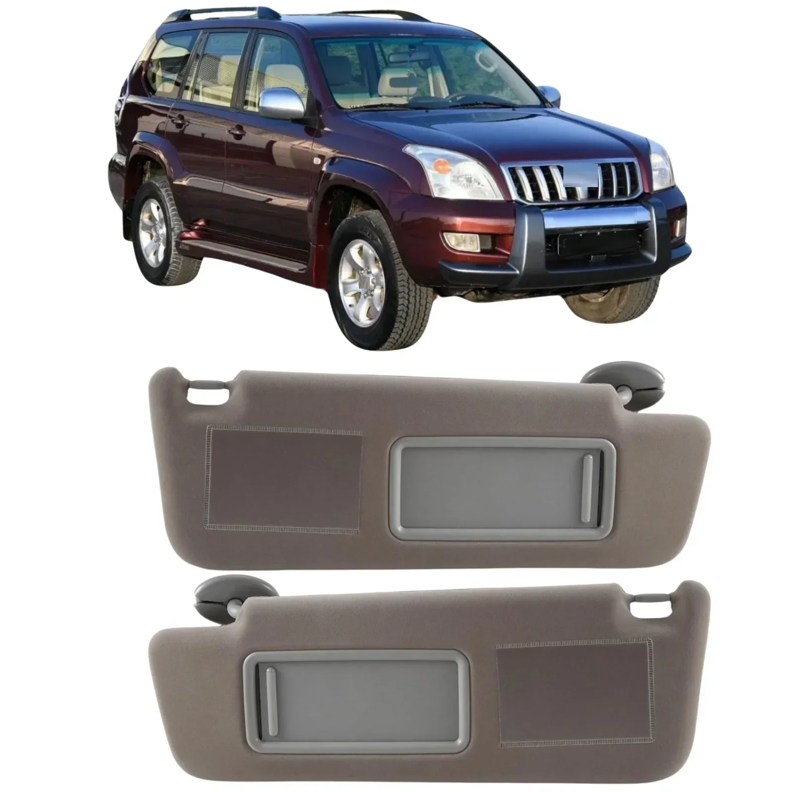 

for Beige & Gray Sun Visor with Makeup Mirror Toyota Prado (2002-2009) - Left, Right, or Full Set (74320-60850-B1)