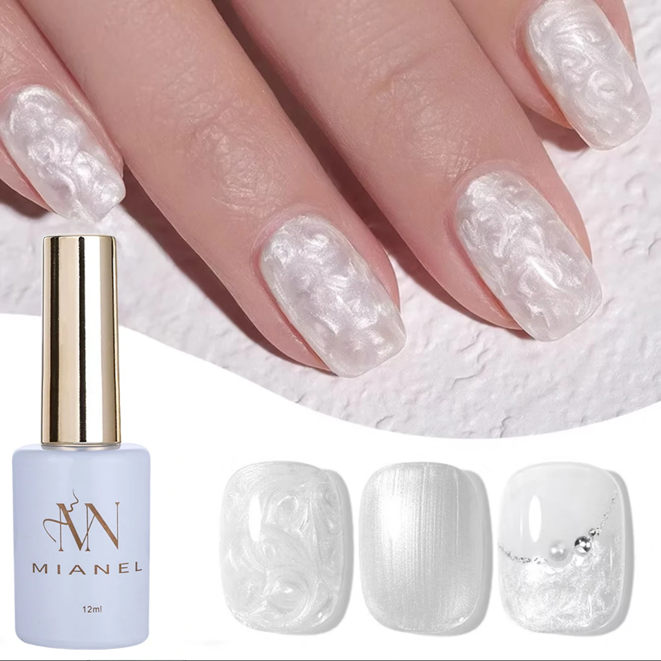 MIANEL 2026 New Dreamy White Swirl Texture Light Curing Nail Gel, Milky White Thread Painting Gel for DIY Manicure Nail Design
