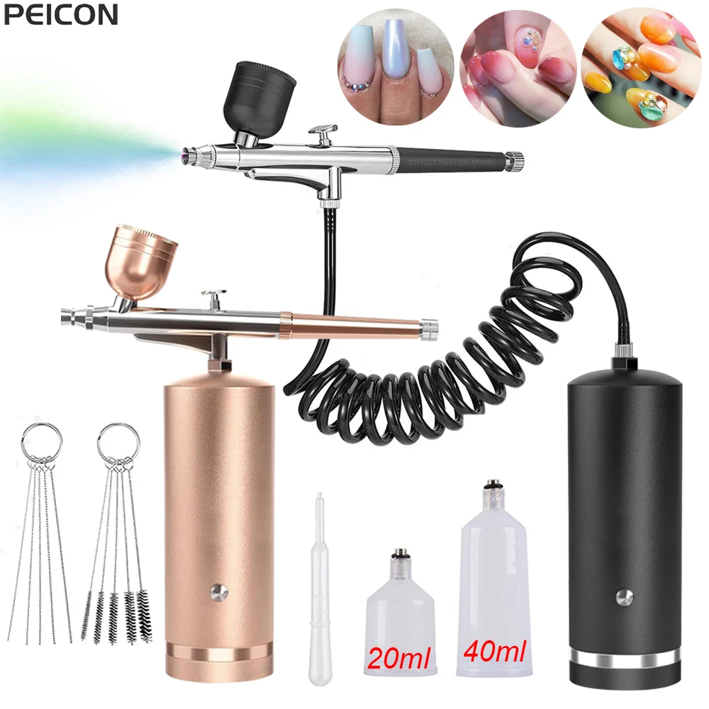 Airbrush Nail with Compressor Portable Airbrush Nails with Compressor Air Brush for Nails Art Painting Cake Crafts Nails Spray