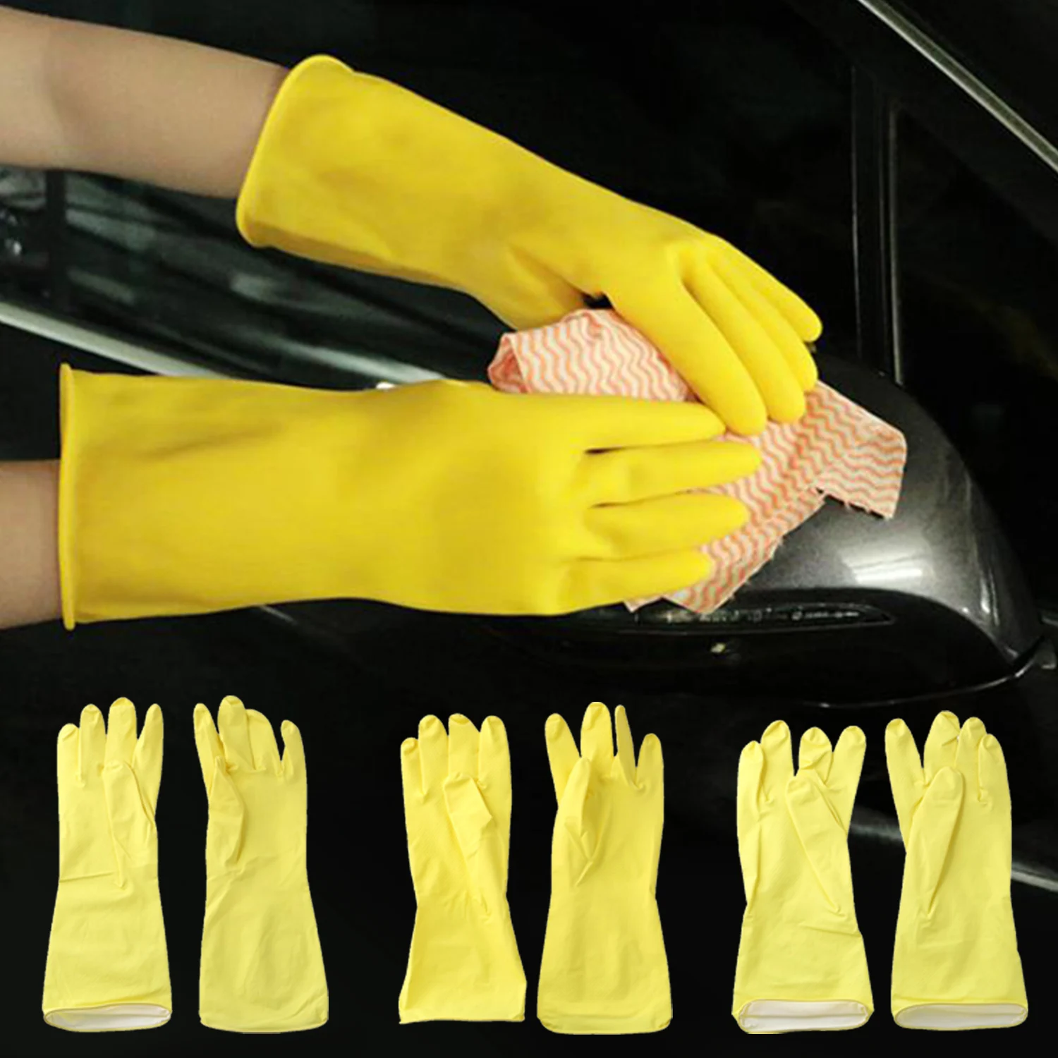 Kitchen Cleaning Latex Dish Washing Gloves Long Rubber Thickened Household Laundry Gloves Bowl Washing Clothes Vegetable Tool