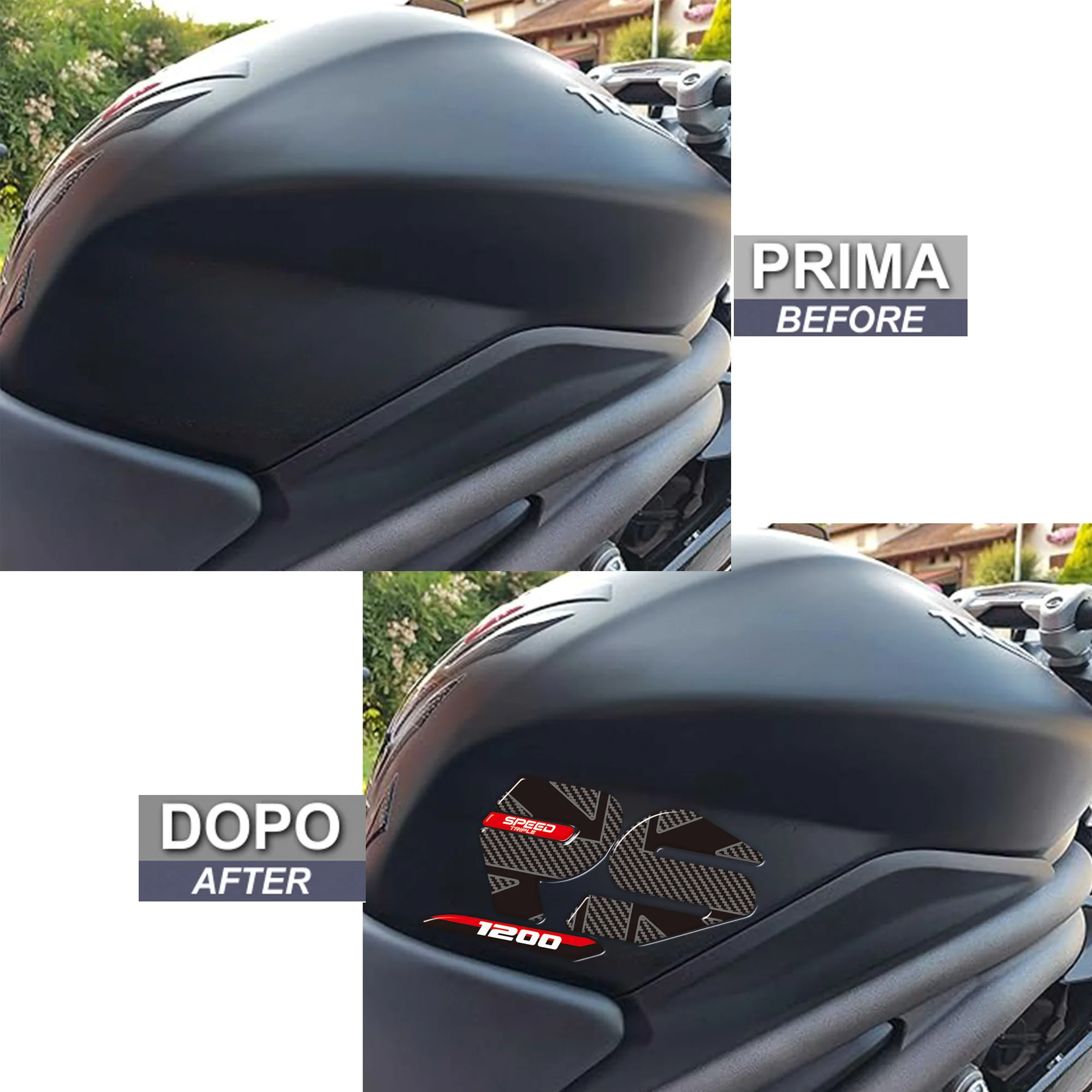 Motorcycle 3D Gel Tank Side Protectors Compatible with Speed Triple 1200 RS