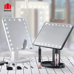 LED Light Makeup Mirror Dimmable Vanity Mirrors With USB Touch Switch Backlight Desktop Rotatable Cosmetic Table Base Storage