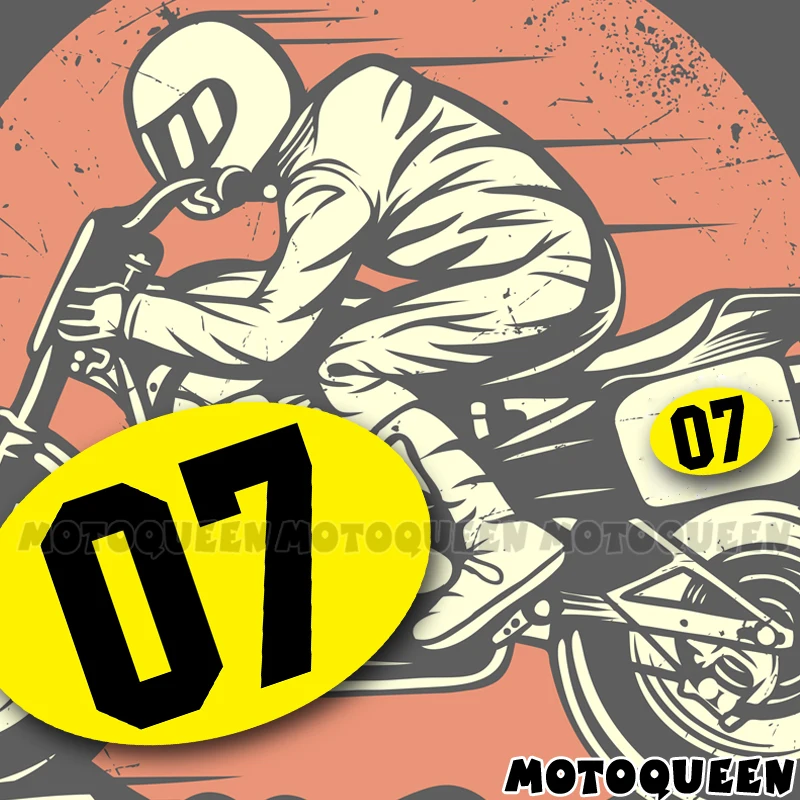 Café Racer Nummer 07 Vintage Motorfiets Sticker Ovale Brandstoftank Zijbedekking Kuip Stickers Voor Bmw Suzuki Kawasaki Honda Harley