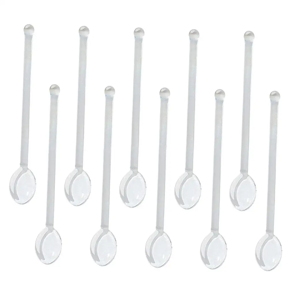 10pcs/Set Mixing Spoon Espresso or Tea Stirrers Glass Stirring Spoon Rod Borosilicate Glass Teaspoons for Sugar Bartender Bar