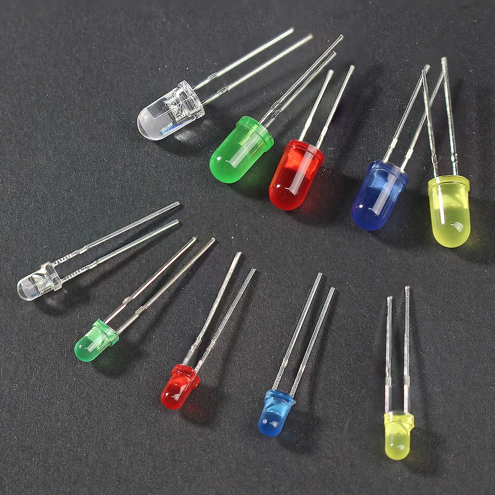 100-200pcs  LED Set Diode Led Kit Box 3MM 5MM F3 F5 Light Emitting Diode White Green Red Blue Yellow DIY Electronic kit