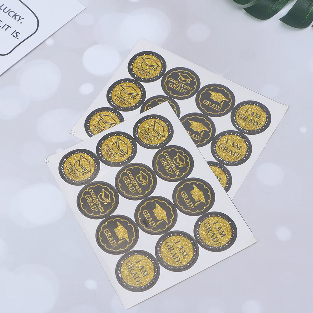 

50 Sheets Gold Envelope Seals Graduation Sticker Adhesive Decal Scrapbooking Sealing Party Supplies Balloon Gift Wraps Notebook
