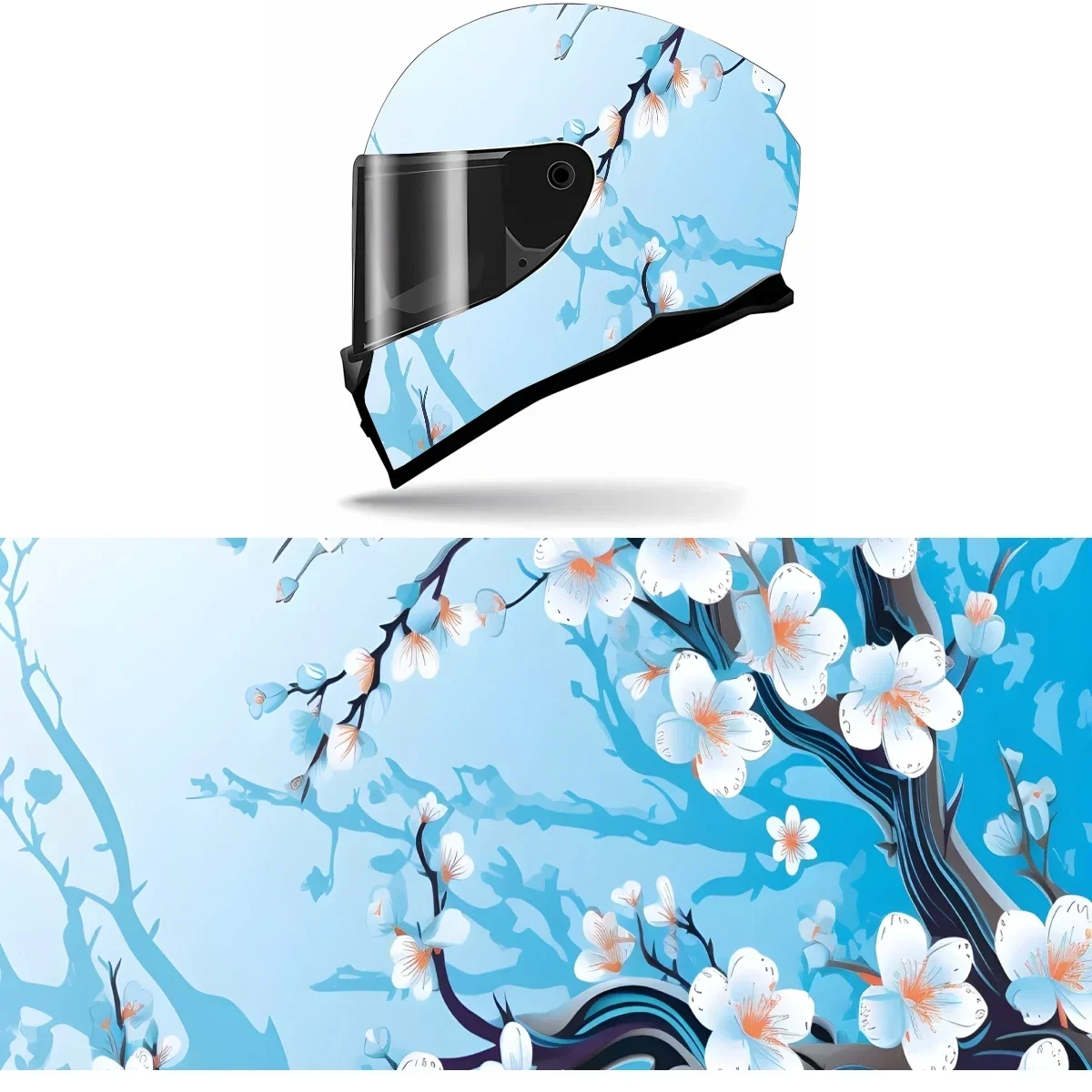 

Вишневое дерево с цветами, полная наклейка на шлем, мотоциклетный шлем, гоночная графическая наклейка, виниловая пленка, декор для шлема, наклейка