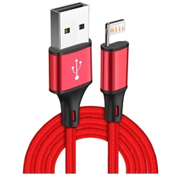 1m 2m 3m kabel USB do ładowarki do iPhone X XR XS 11 12 13 Pro Max 6 6S 7 8 14 Plus SE przewód do szybkiego ładowania nylonowy kabel pleciony