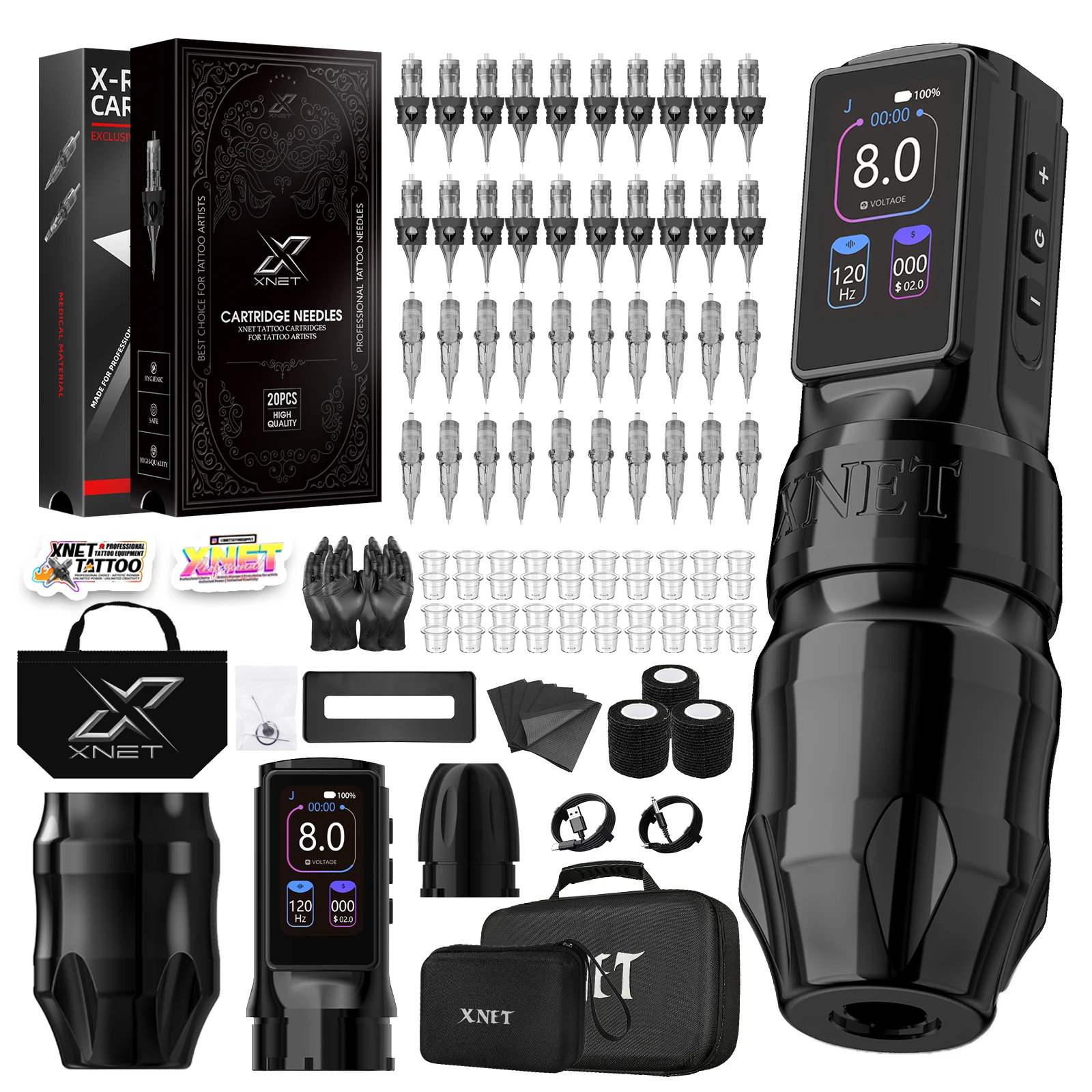 Xnet Titan Max Wireless Tattoo Kit 40pcs Needles 12V 10500Rpm