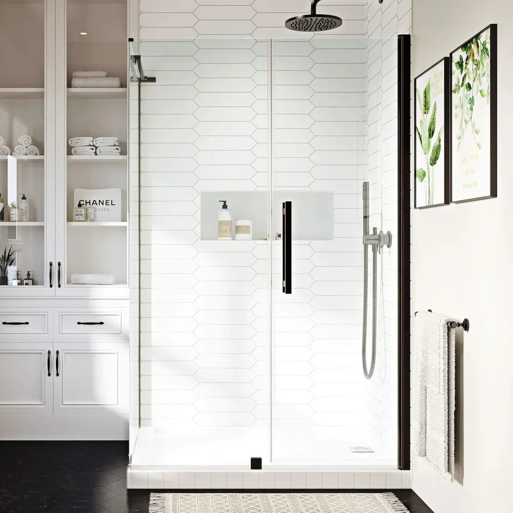 

Corner Pivot Frameless Shower Door 60" in Oil Rubbed Bronze Shower Doors