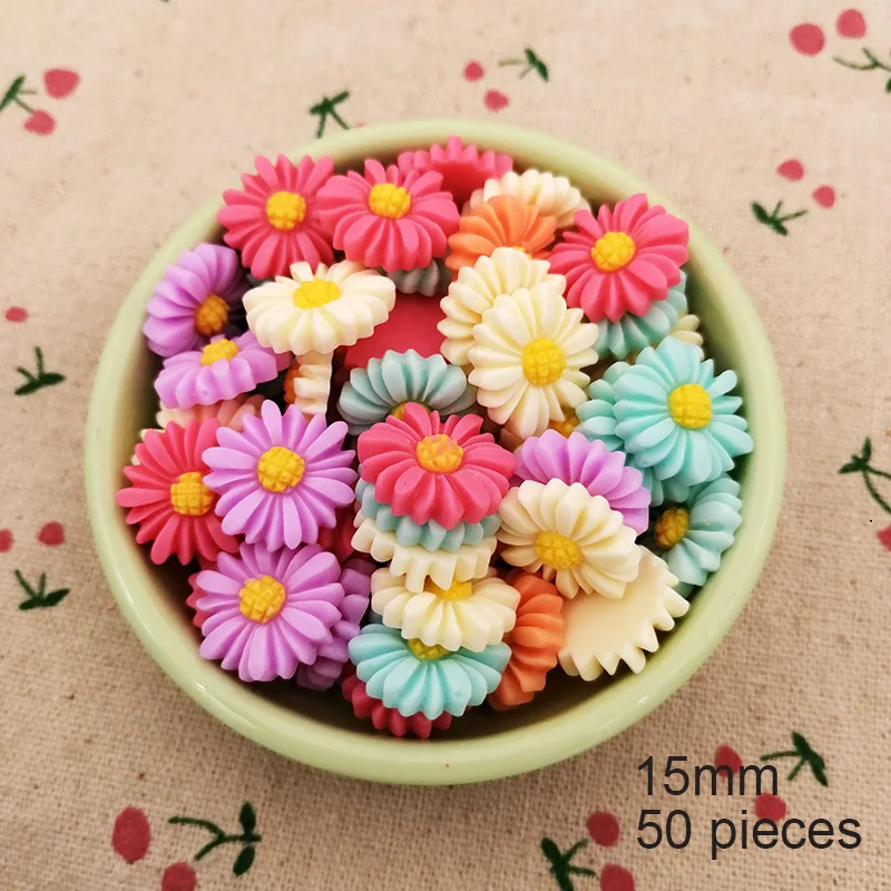 Resin Mix Color Daisy Flower Flat Back Resin Cabochon DIY Craft For Jewelry Hand Making Accessories Phone Case Decoration