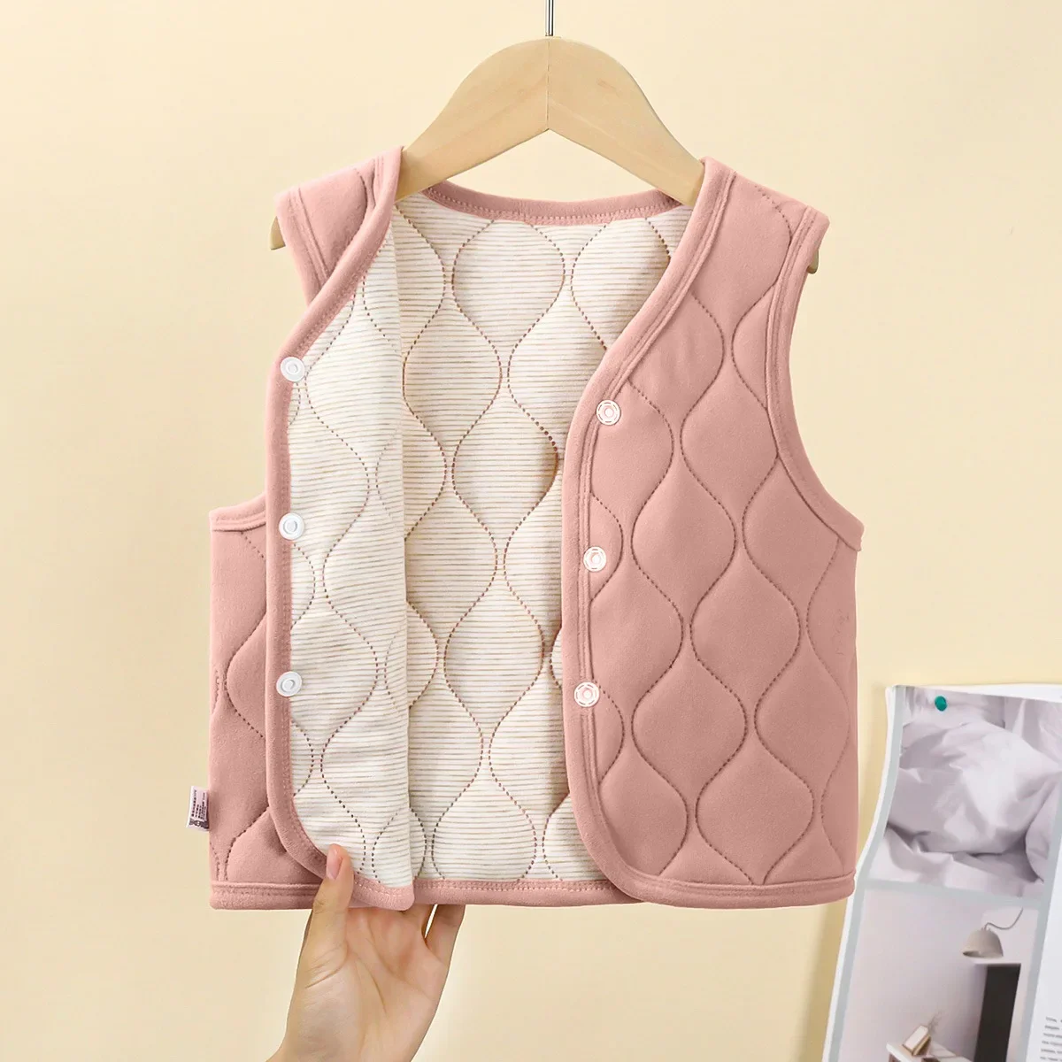 New Baby Vest Autumn Winter Kid Toddler Cotton Jacket thick Sleeveless Inner Outer Children Vest Pure Color Down Jacket Vest