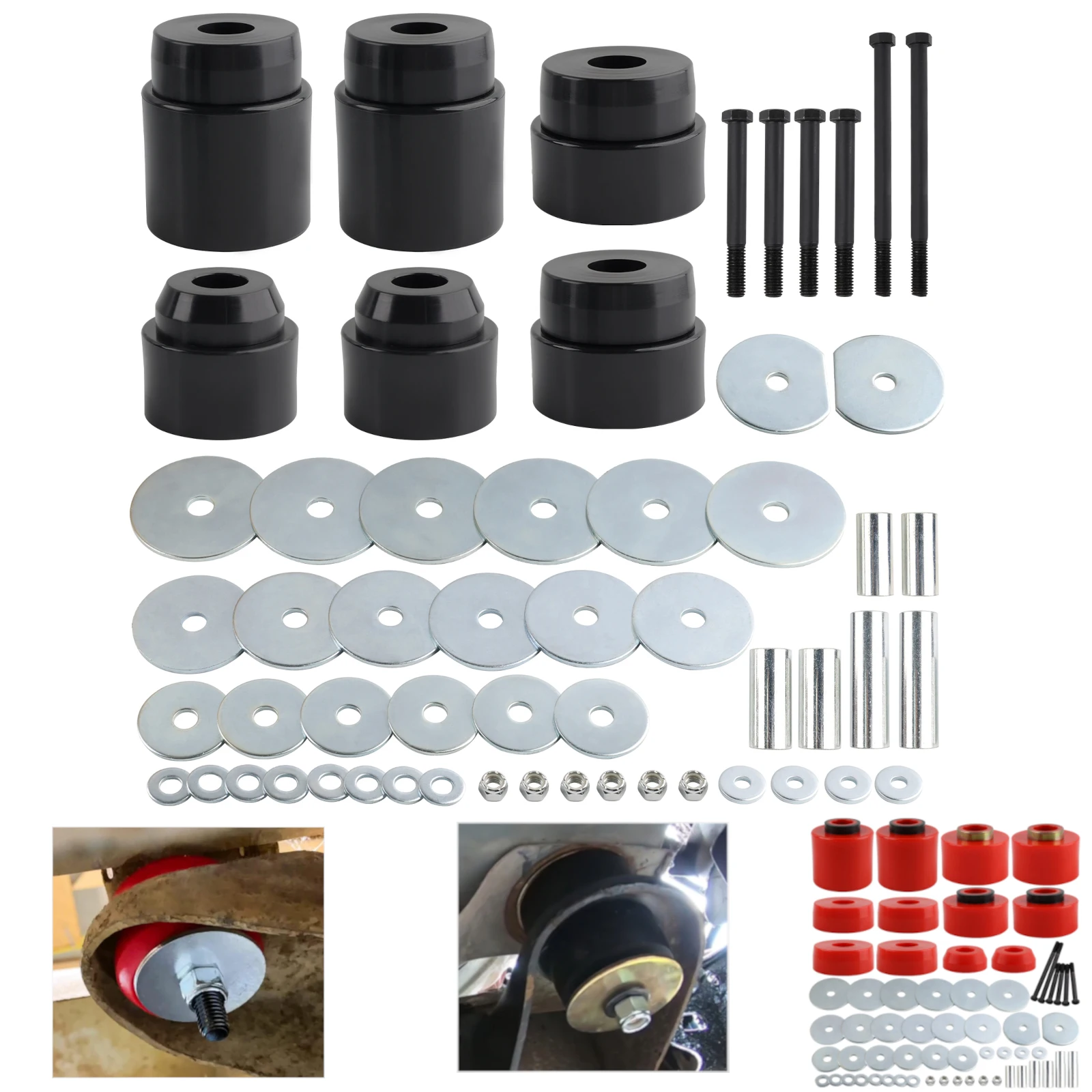 

Red Black Body Cab Mount Bushing Suspension Component Replacement Kits 4.4123R For Ford F150 F250 F350 2WD 4WD 1980-1998