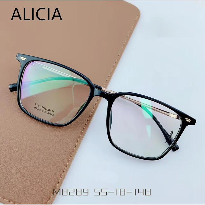 

ALICIA Man Women Fashion Retro Square Eyeglasses Ultra light Pure Titanium TR90 Eyewear Optical Prescription Glasses Luxury