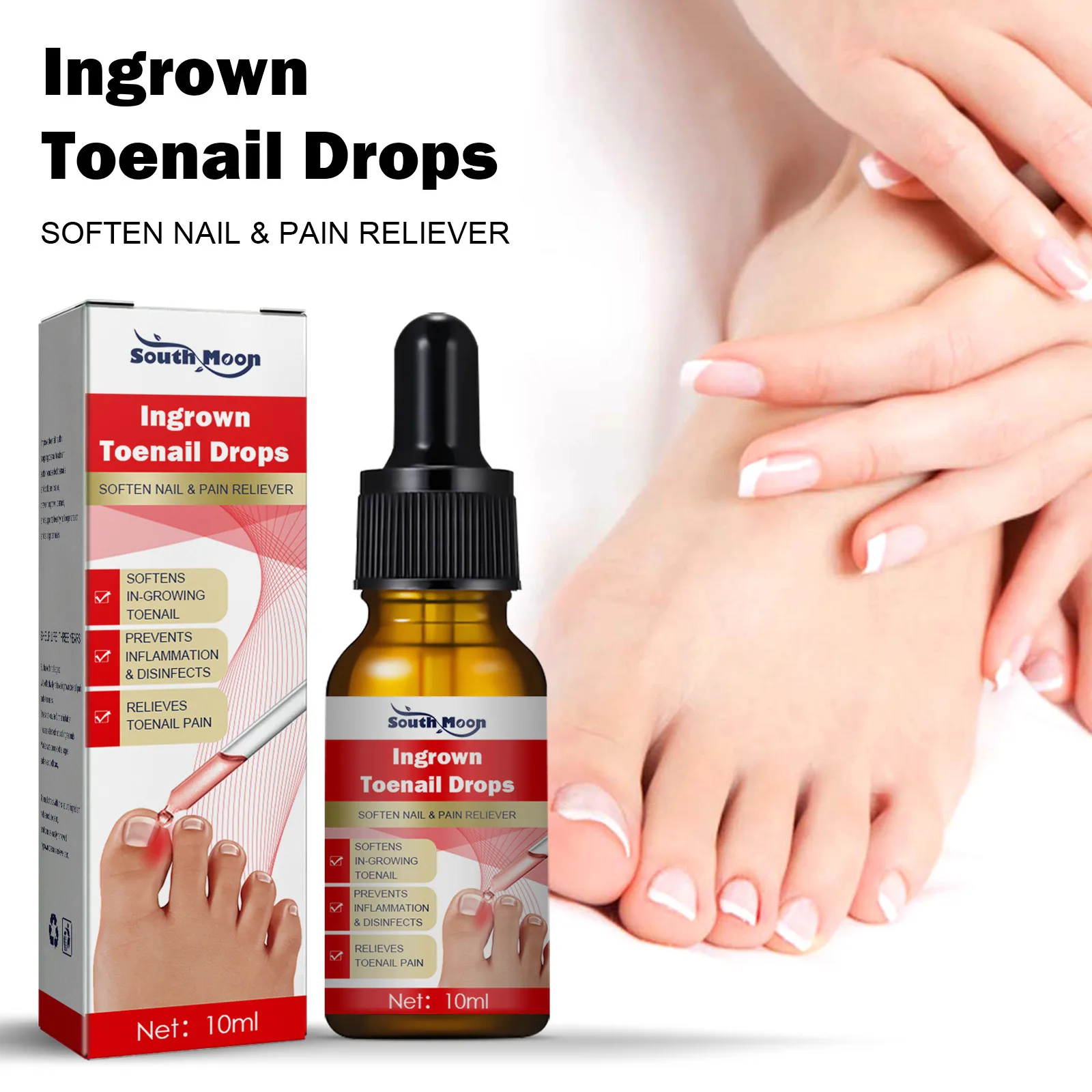 10mlIngrown Toenail   Ingrown Toenail Pain Relief And Softener Kit For Easy Trimming With Silicone Toe Caps