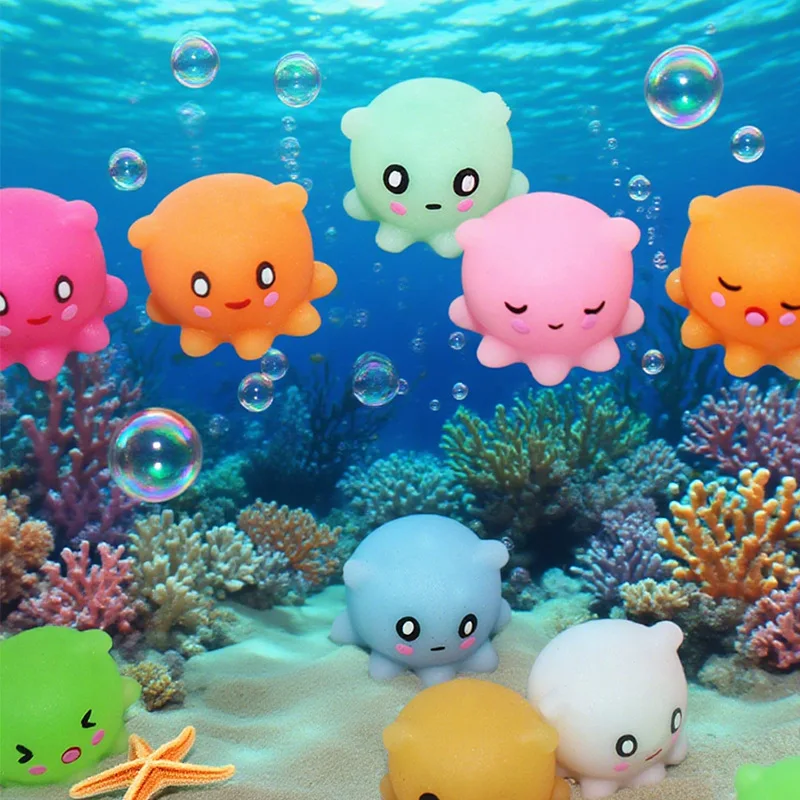 5-10 Stuks Leuke Zachte TPR Snoep Kleine Octopus Familie Serie Pinch Fidget Mini Zee Dier Octopus Squeeze stress Squishy Speelgoed