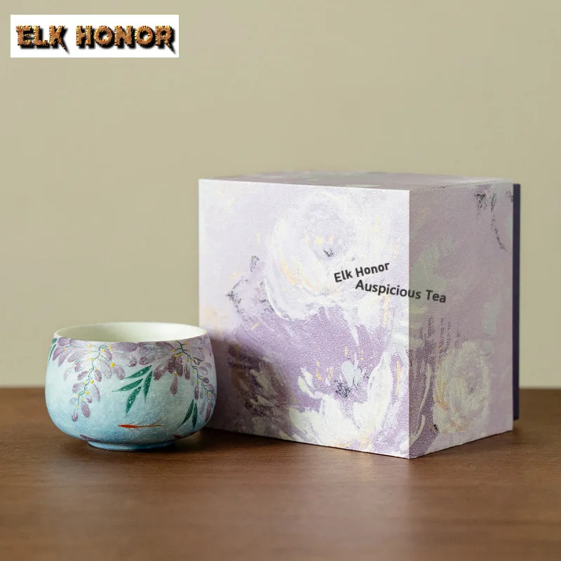 150ml Wisteria Starry Sky Blue Teacup Retro Tea Bowl Cup For Tea Tea-tasting Personal Cup Jianzhan Master Cups Chinese Tea Set