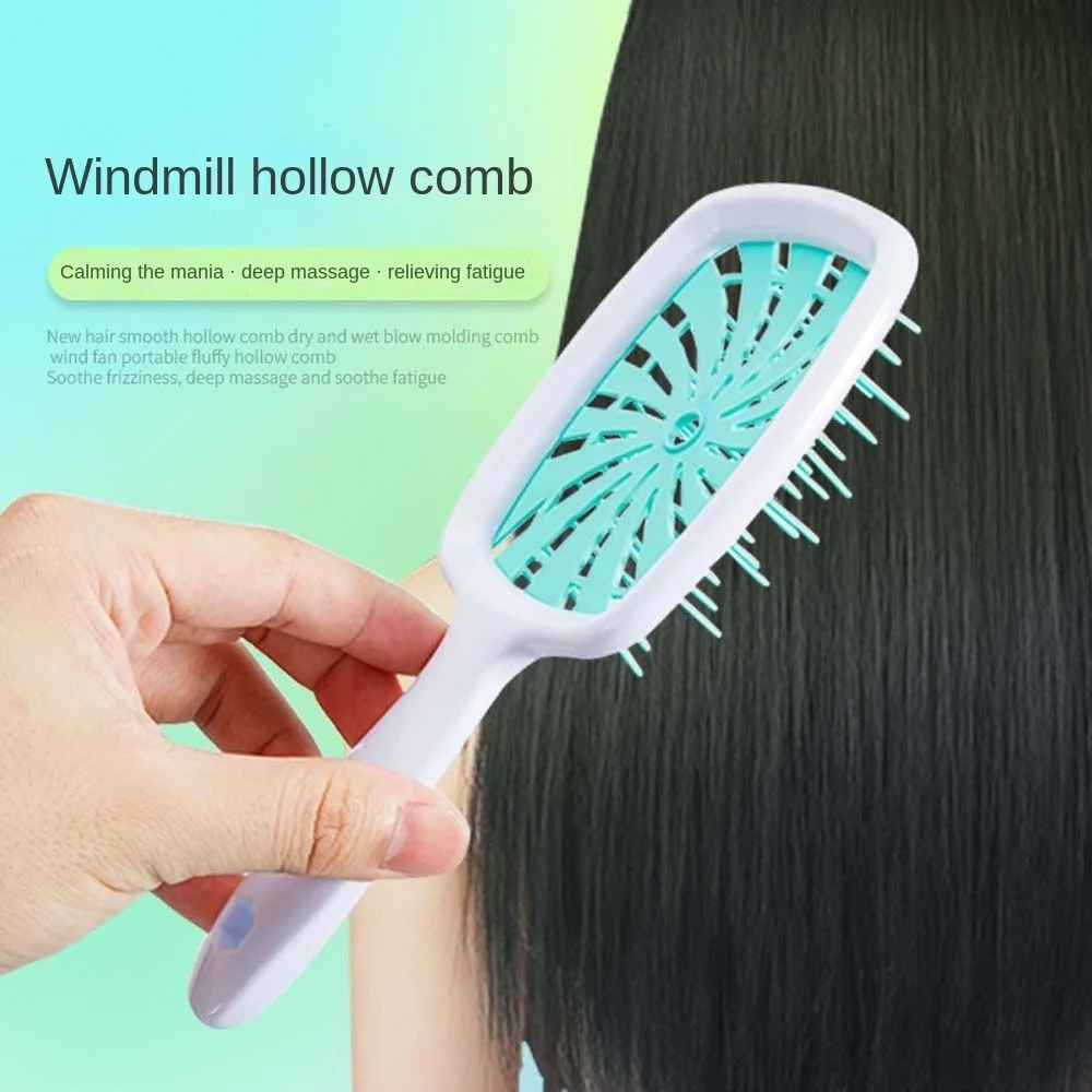 Hollowing Out Wide Teeth Scalp Massage Combs Windmill Shape Scalp Massage Wide Teeth Massage Hair Brush Wet Dry Use Hairdressing