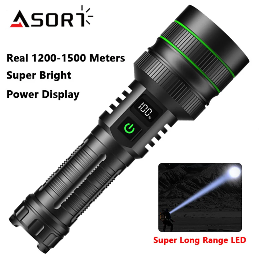 High Power LED Flashlight USB Rechargeable Strong Light Lamp Super Long Range Tactical Torch Outdoor Zoom Lantern Waterproof