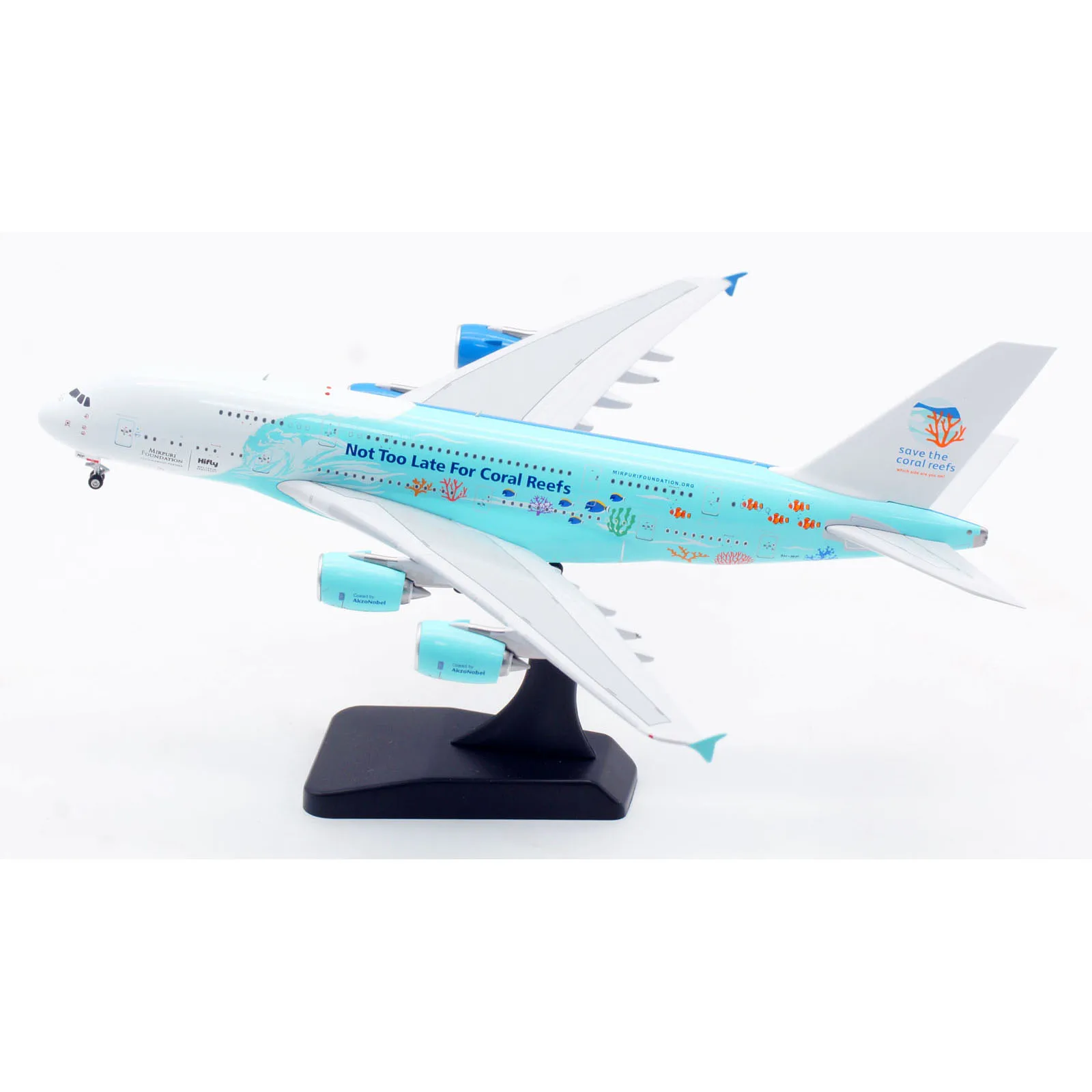 AV4187 Alloy Collectible Plane Gift Aviation 1:400 HiFly Airlines Airbus A380 Diecast Aircraft Jet Model 9H-MIP Tractor+Stand