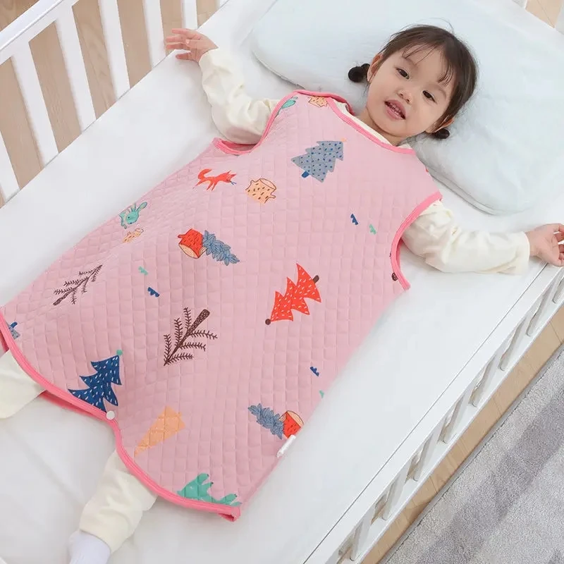 Spring Autumn Winter Baby Cotton Interlayer Sleeping Bag Newborn Sleeping Bag With Snap Buttons Children Jumpsuit Vest Pajamas