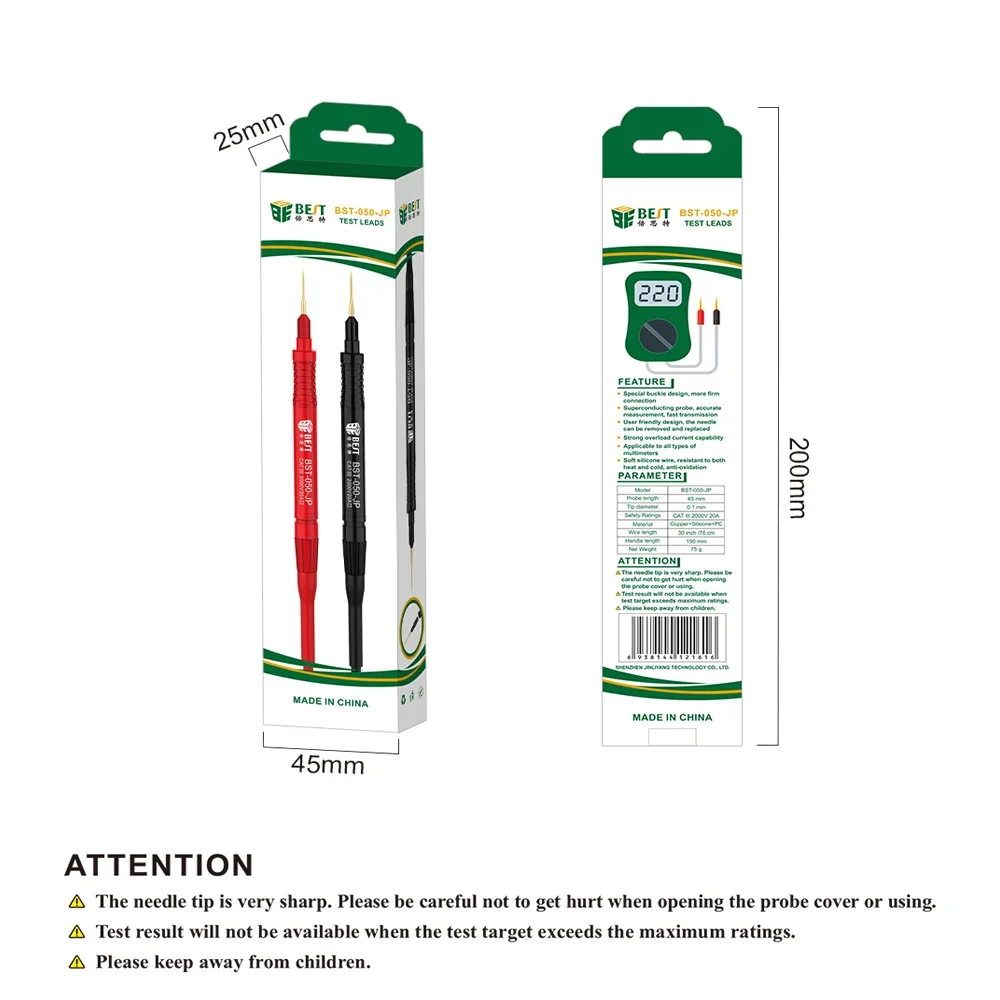 BST 050 JP Superconducting Multimeter Probe Needle Current Voltage Test Cable Universal Multimeter All Models Test Cable Tools