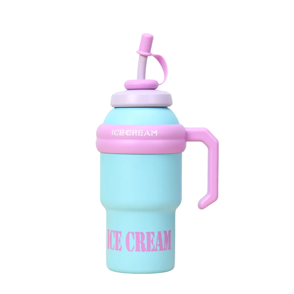 

1000ml Thermal Water Bottle Leak Proof Large Capacity Drinking Straw Cup Creative Cute Stainless Steel Vacuum Flask Travel