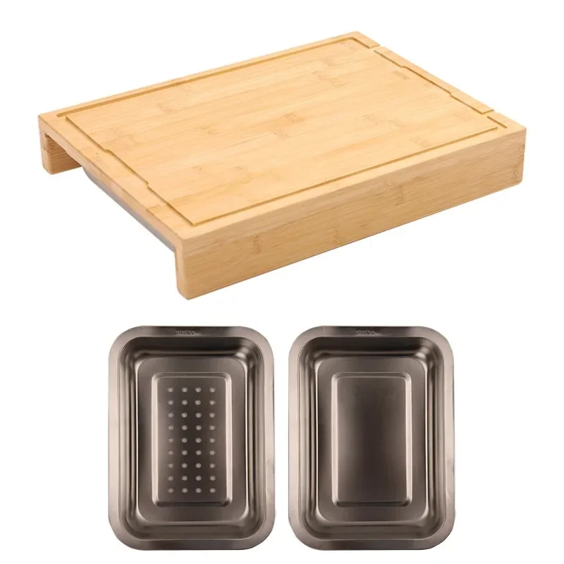 Wooden cutting board with drawers Kitchen sorting chopping Fruit bread cutting Thickened bamboo cutting board