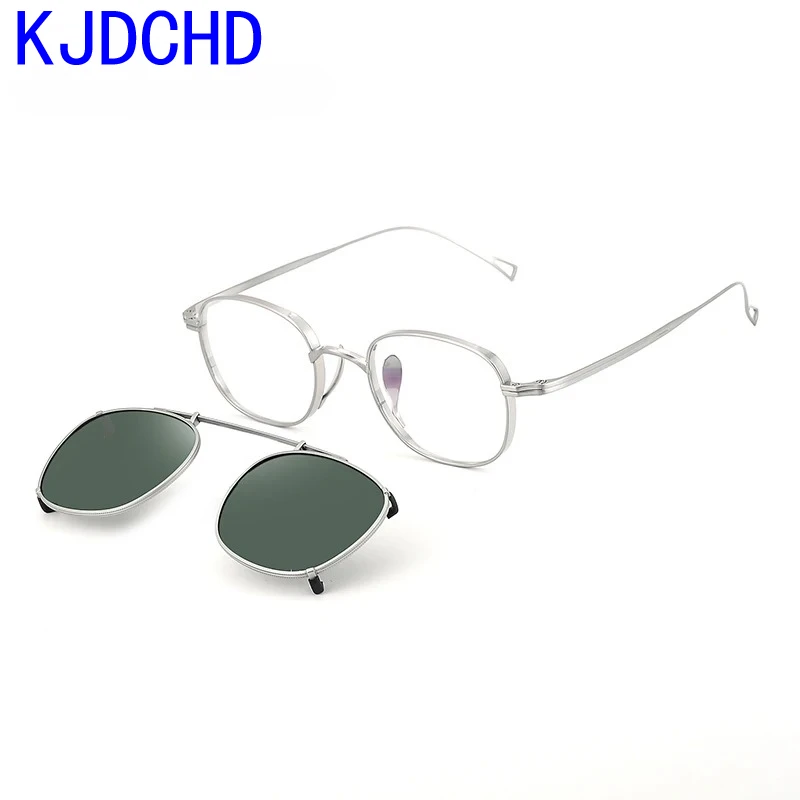 Pure Titanium Square Eyeglasses Frame Men Women Brand Designer Polarized Magnet Clip Glasses Frame Sunglasses Eyewear Spectacles