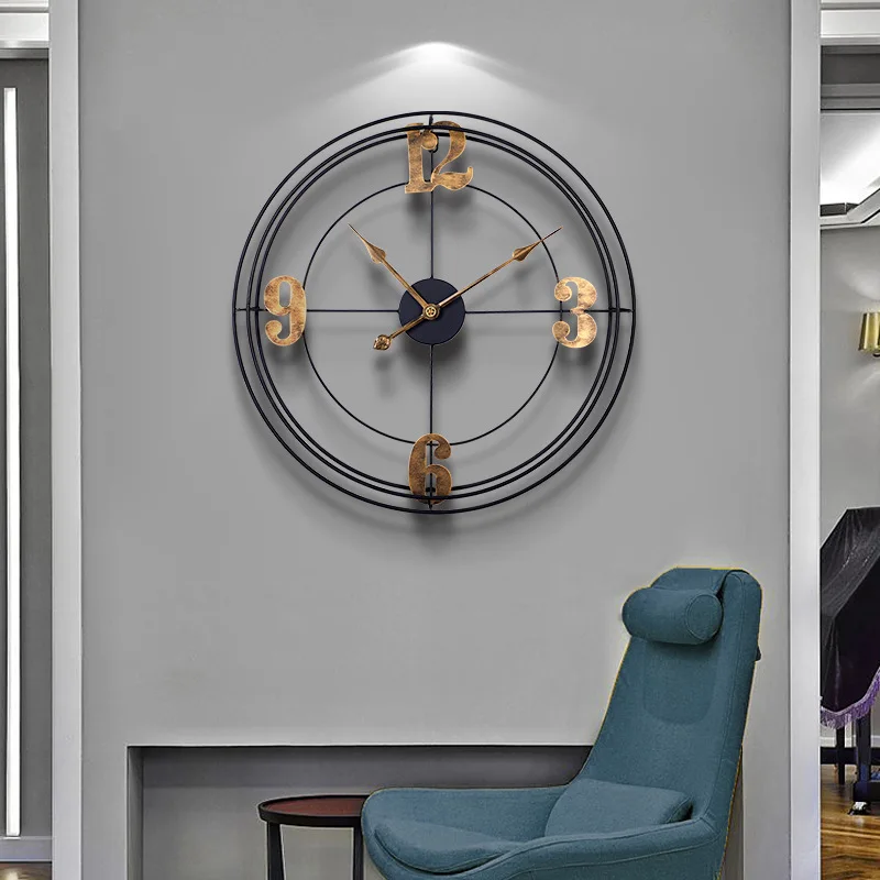 

Quiet Iron Wall Clock Living Room Simple Wall Decoration Metal Clock