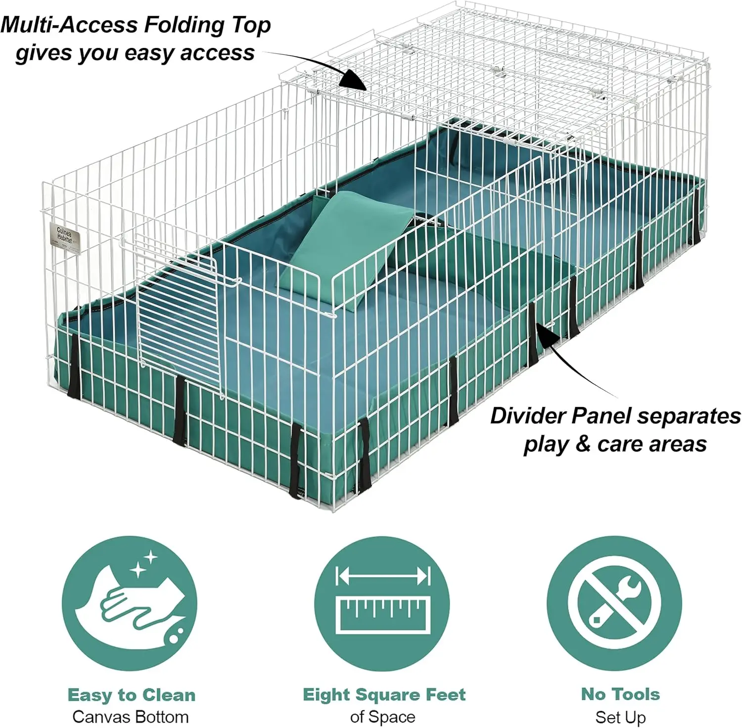 Guinea Habitat Plus Guinea Pig Cage by MidWest w/ Top Panel, 47L x 24W x 14H Inches