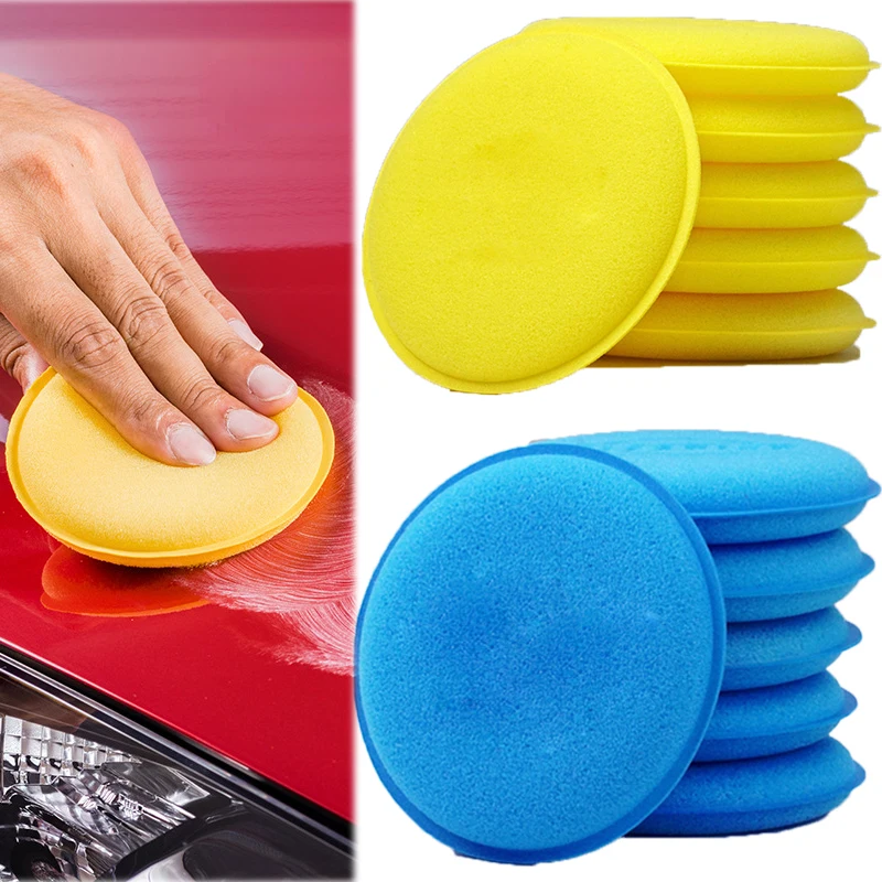 1/10/30pcs Cleaning Sponge Car Waxing Foam Sponge Round Applicator Pad Cleaning Waxing Car Detailing Car Cleaning Tools