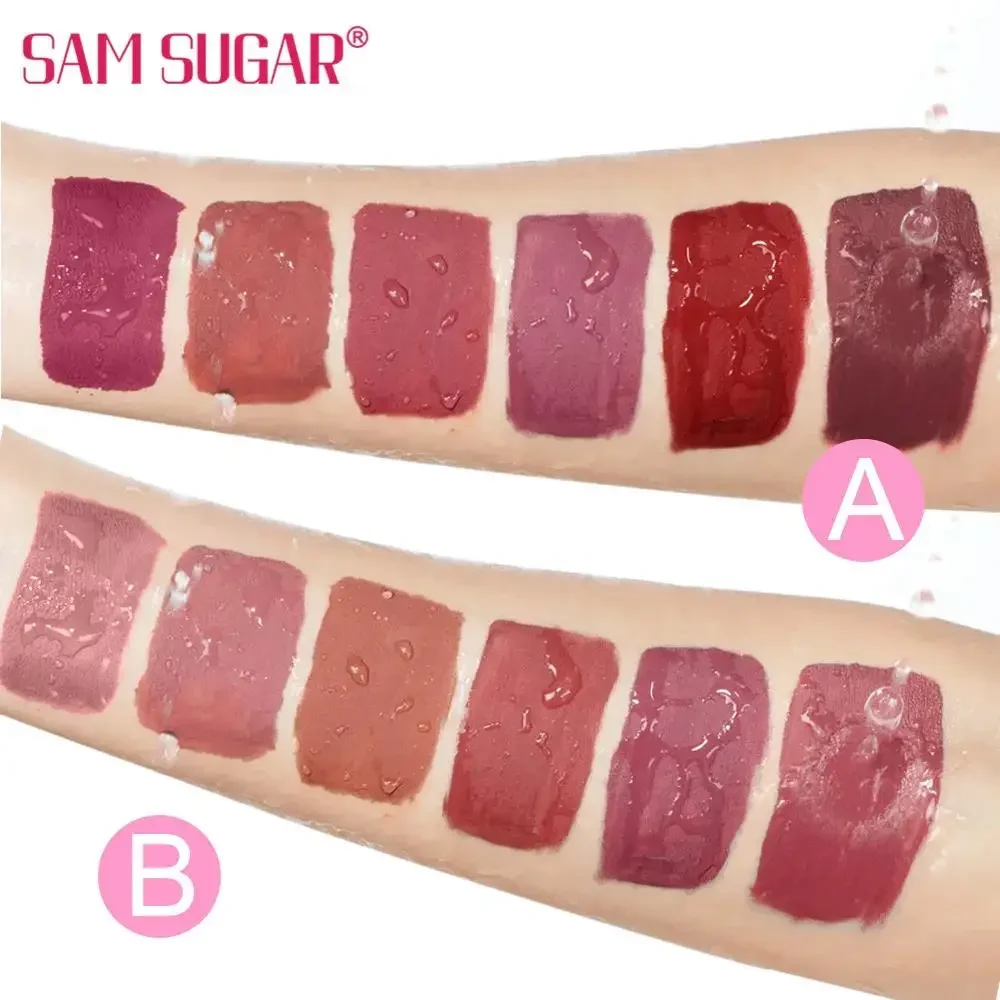 ลิปสติกเนื้อกำมะหยี่ 6 ชิ้น แมทท์ กันน้ำ ติดทนนาน สีชมพู สีแดง ชุดลิปกลอสแต่งหน้า
