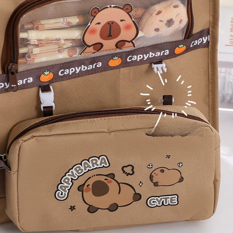 حقيبة إضافية، حقيبة أقلام، حقيبة تخزين قماشية، مؤسسة تدريب، صندوق قرطاسية كيبارابا من القماش البسيط #3