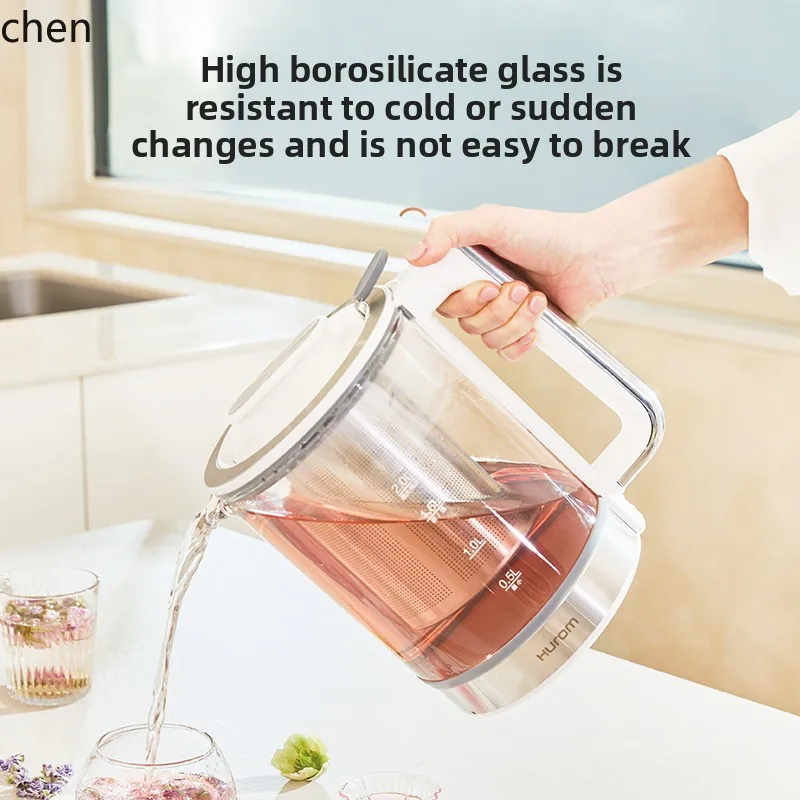 HTT หม้อสุขภาพอเนกประสงค์โฮมออฟฟิศกาน้ําชาขนาดเล็กแก้วอัตโนมัติกาน้ําชาไฟฟ้า