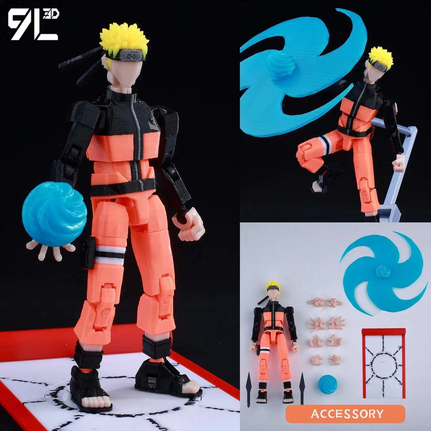 9L3D Titan13 Naruto Rasengan Sasuke Uchiha 3D Figure-Susanoo